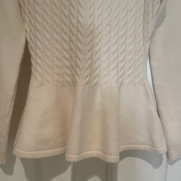 Ted Baker Cream Peplum Cable Knit Sweater – SZ 4 - Picture 4 of 15
